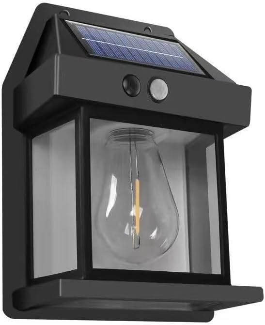 New Retro Solar Wall Light Outdoor Lighting Waterproof Induction Garden Light Garden Villa Night Light (0), Black