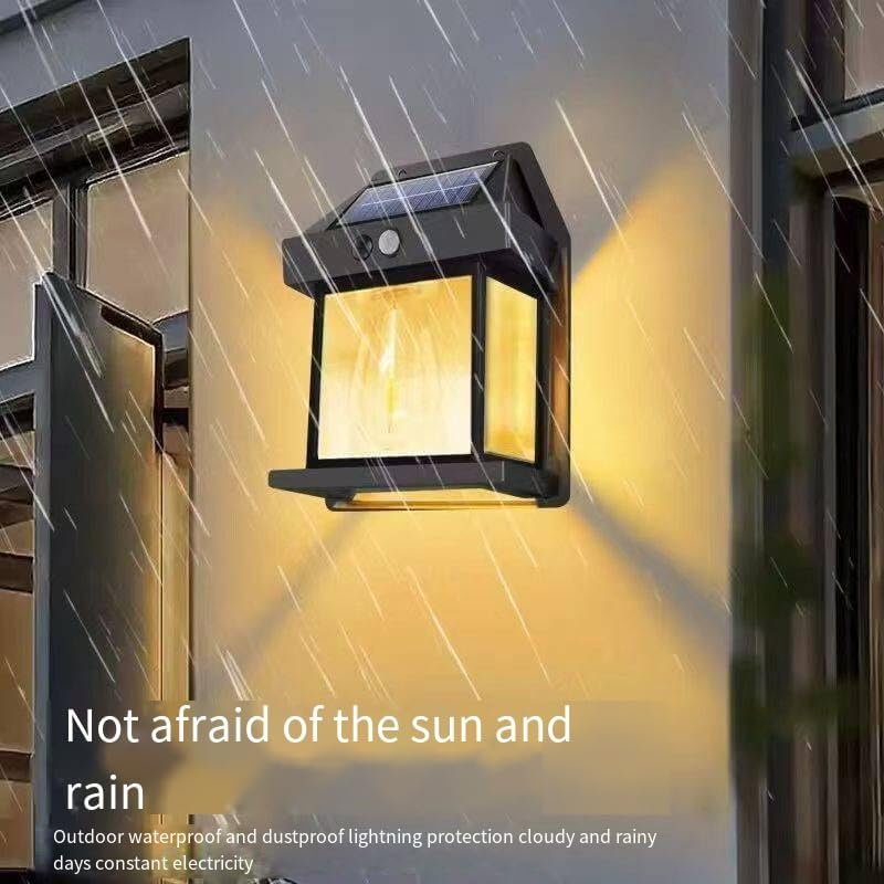 New Retro Solar Wall Light Outdoor Lighting Waterproof Induction Garden Light Garden Villa Night Light (0), Black
