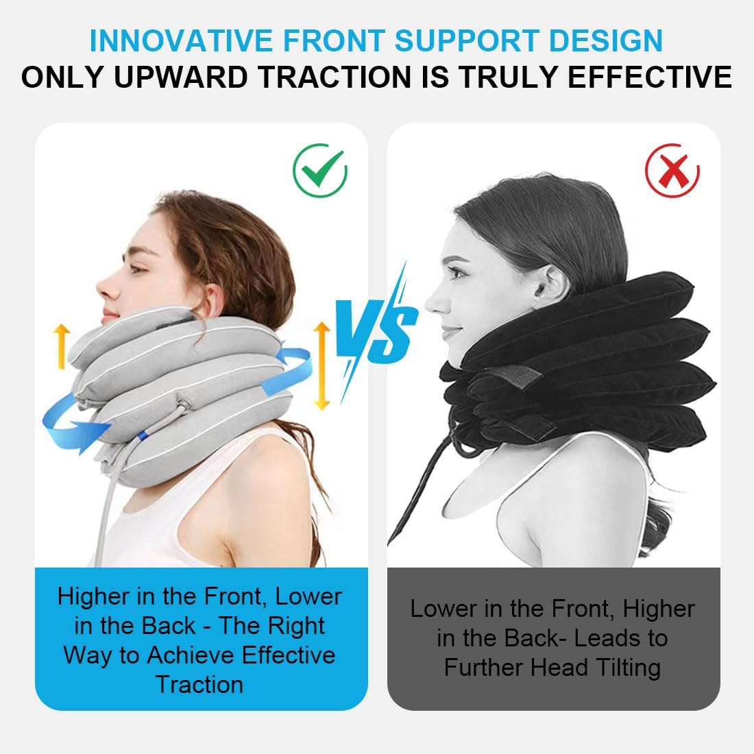 Neck Stretcher with Neck Brace,Cervical Traction Neck Device,Neck Relief Tool,Adjustable Inflatable Cervical Brace,Home Use Neck Decompression New Technology Breathable Fabric Washable&Colorfast