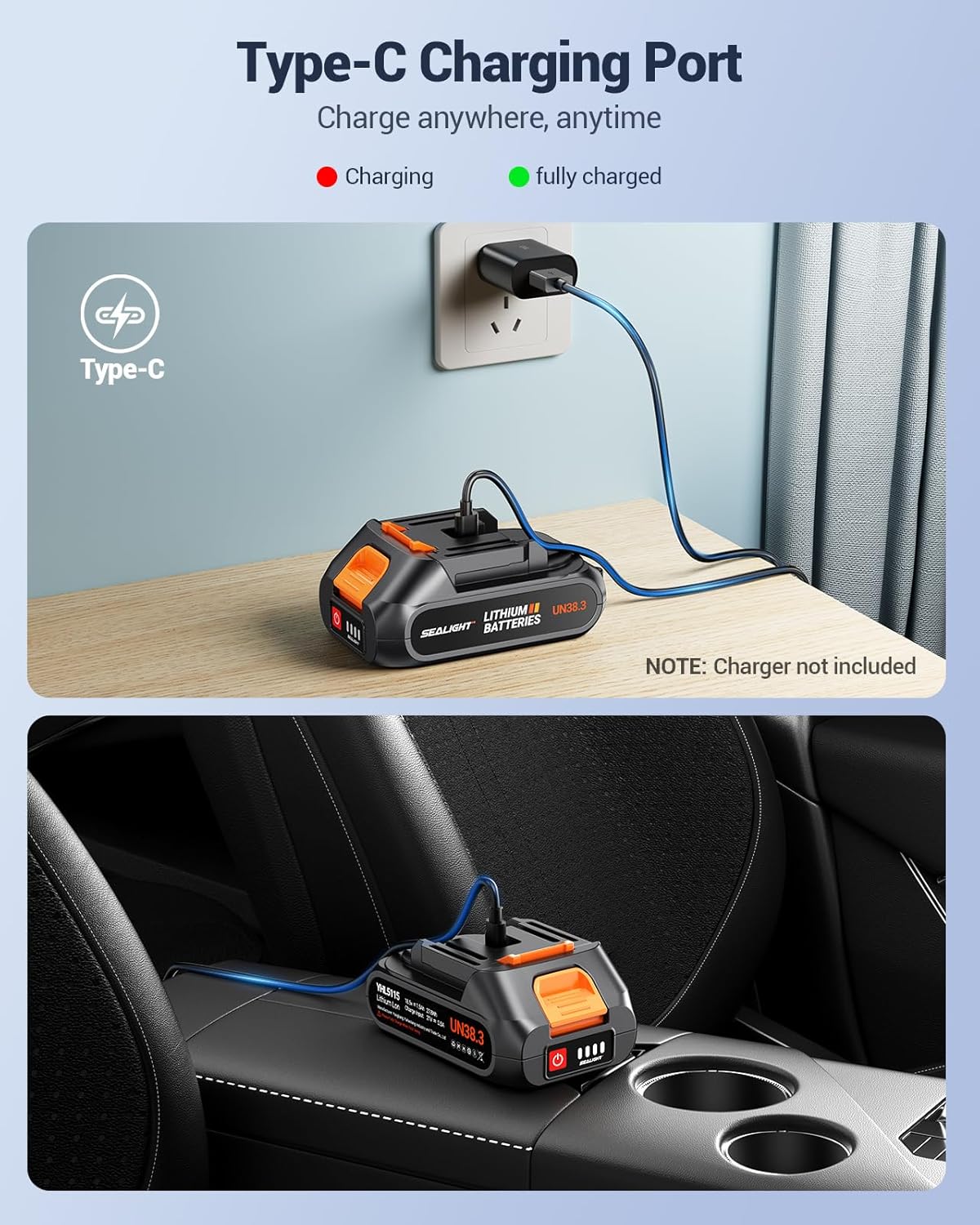 SEALIGHT Car Vacuum Portable Cordless, 21000PA High Power Suction & Blower, Wireless Handheld Vacuum Cleaner for Car, Home, Office, Pet