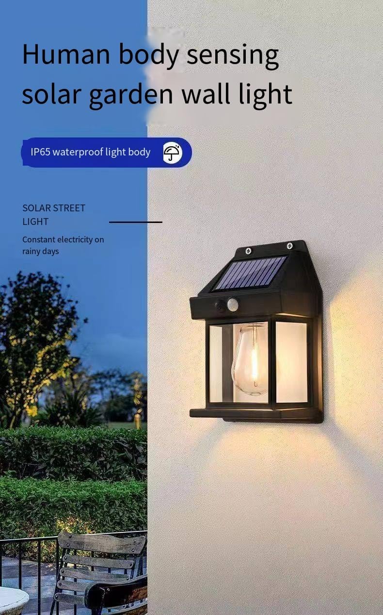New Retro Solar Wall Light Outdoor Lighting Waterproof Induction Garden Light Garden Villa Night Light (0), Black
