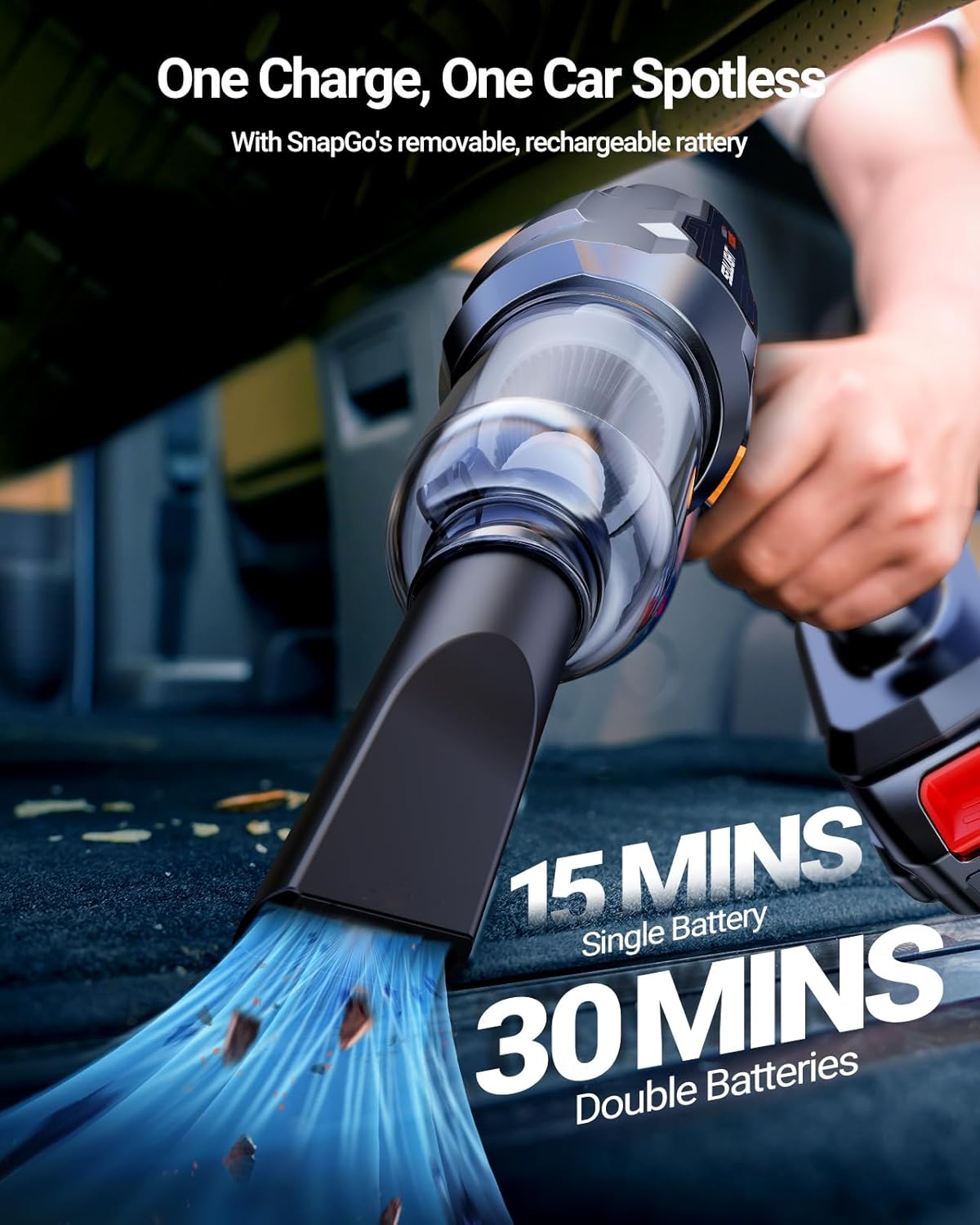 SEALIGHT Car Vacuum Portable Cordless, 21000PA High Power Suction & Blower, Wireless Handheld Vacuum Cleaner for Car, Home, Office, Pet