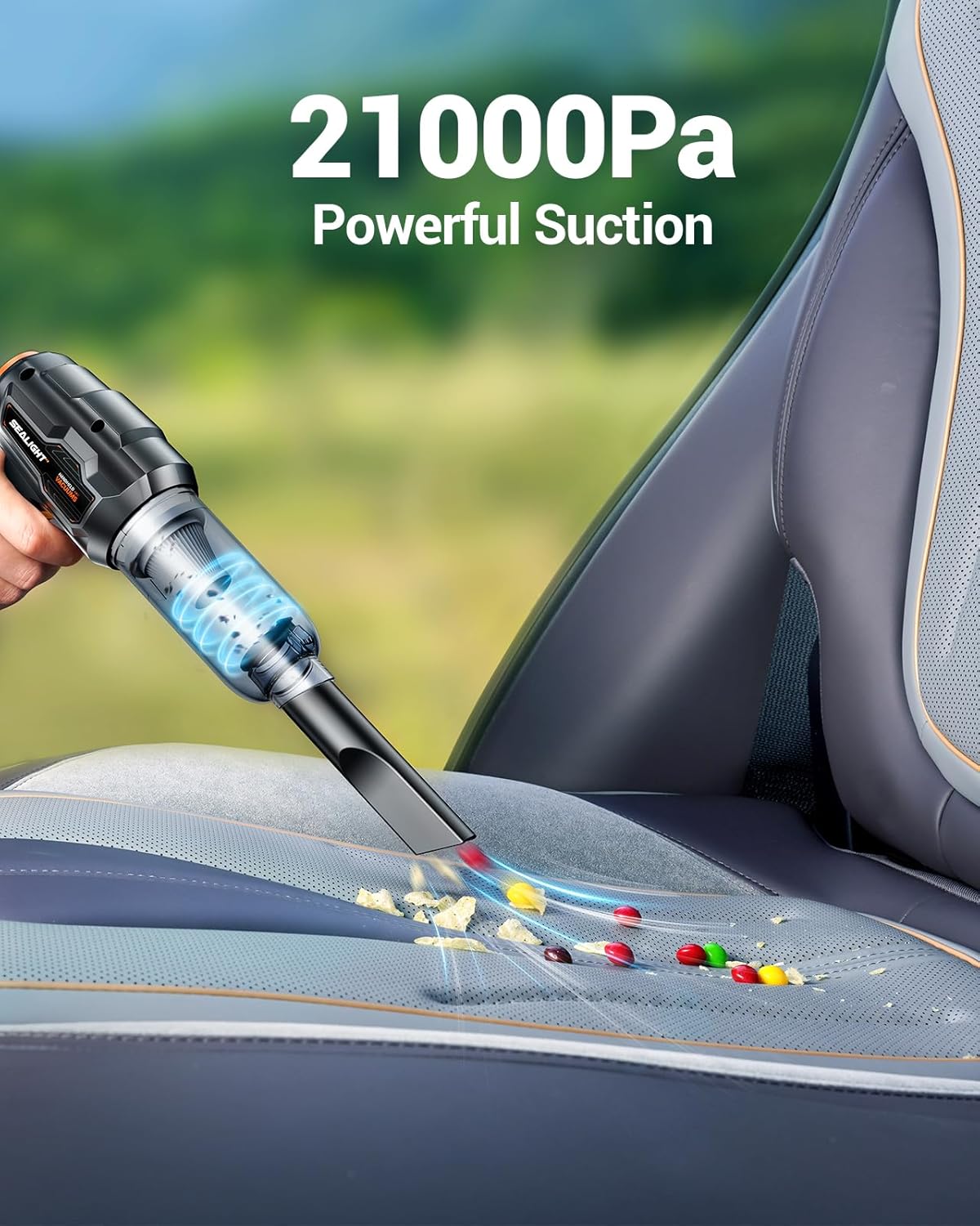 SEALIGHT Car Vacuum Portable Cordless, 21000PA High Power Suction & Blower, Wireless Handheld Vacuum Cleaner for Car, Home, Office, Pet