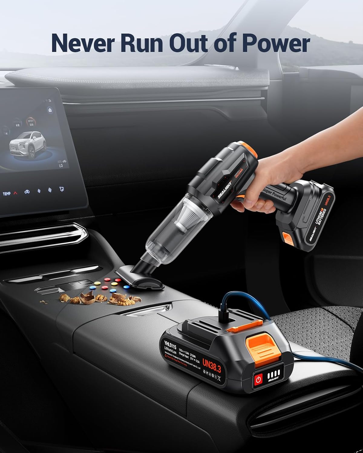 SEALIGHT Car Vacuum Portable Cordless, 21000PA High Power Suction & Blower, Wireless Handheld Vacuum Cleaner for Car, Home, Office, Pet