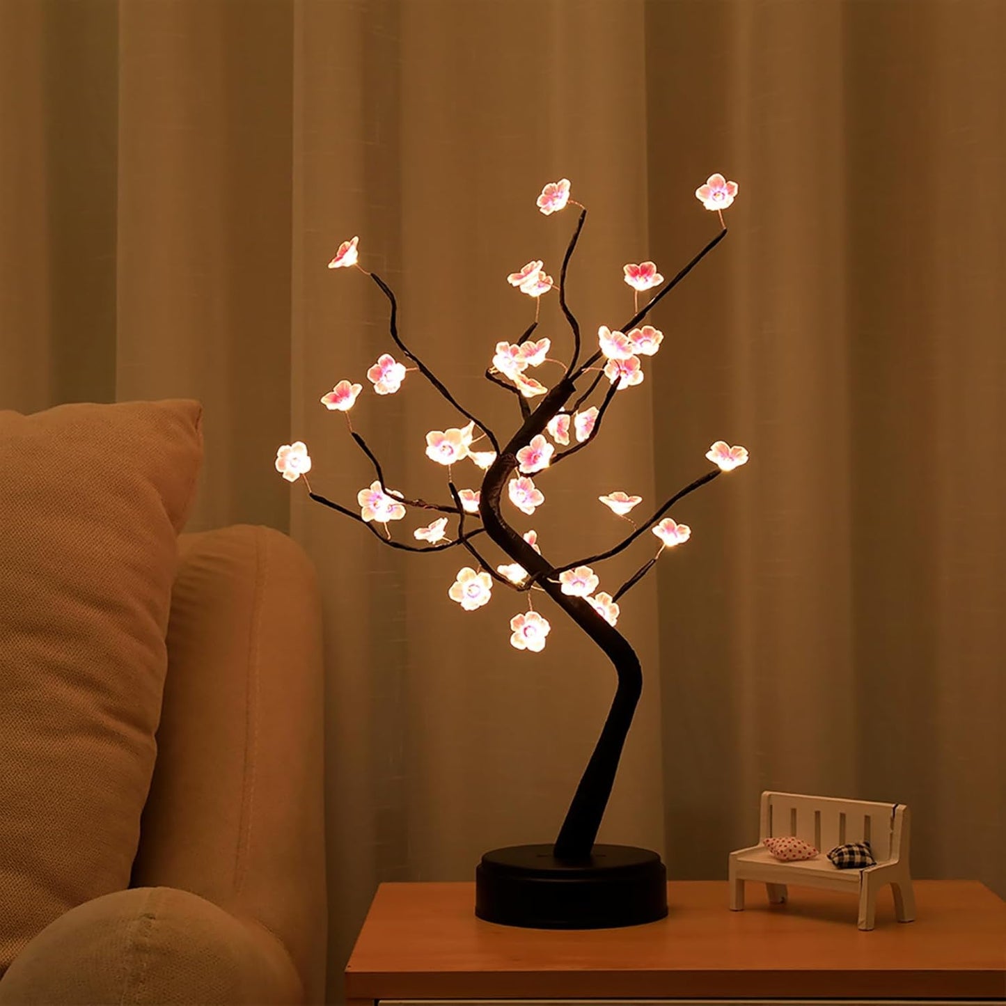 20" Bonsai Fairy Spirit Tree Light with 108 LED, DIY Artificial Tree Lamp, Battery/USB Operated, Aesthetic Lamps for Living Room Bedroom Christmas Party Home Gifts Room Decor (Warm White)