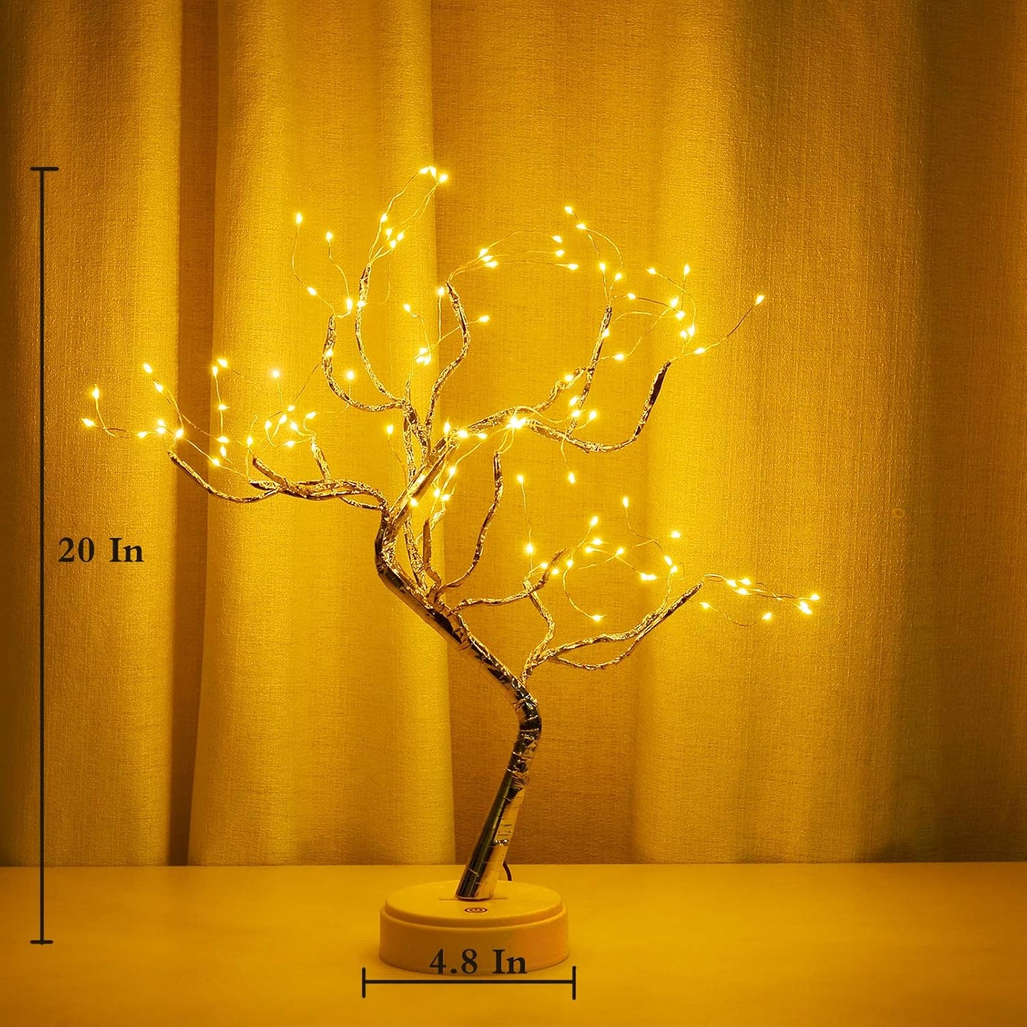 20" Bonsai Fairy Spirit Tree Light with 108 LED, DIY Artificial Tree Lamp, Battery/USB Operated, Aesthetic Lamps for Living Room Bedroom Christmas Party Home Gifts Room Decor (Warm White)