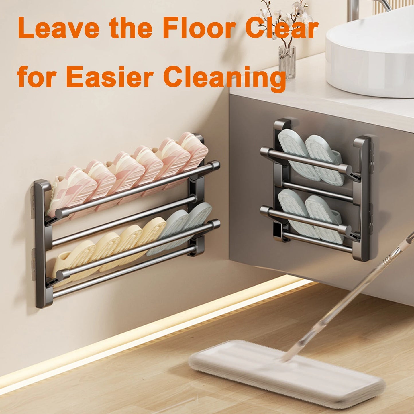 Simple Shoe Rack Wall-mounted Bathroom Slippers Hook Holder Shoes Slipper Drain Storage Drying Rack Shoe Organizer Hanger