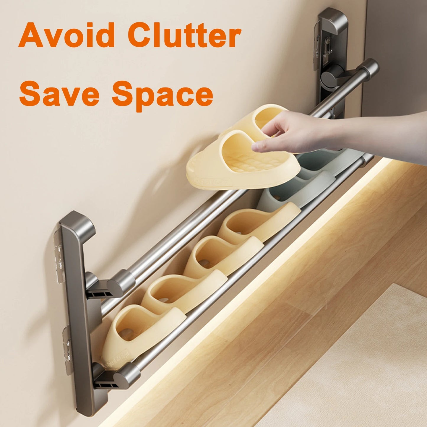 Simple Shoe Rack Wall-mounted Bathroom Slippers Hook Holder Shoes Slipper Drain Storage Drying Rack Shoe Organizer Hanger