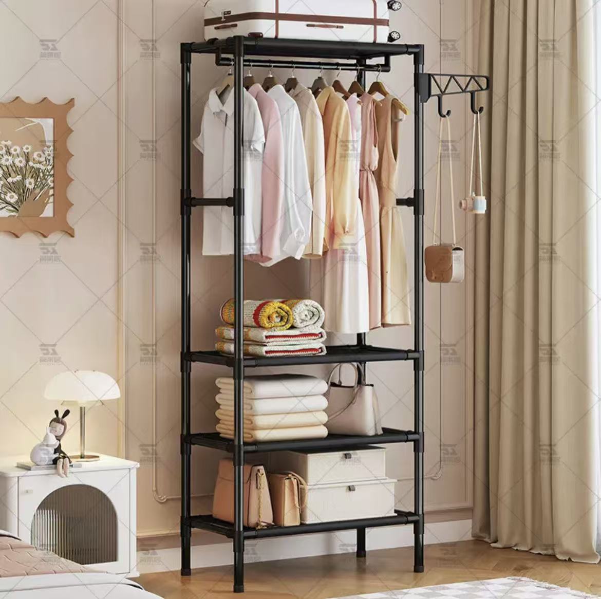 HOOBRO Hall Tree with Bench, Shoe Rack with Coat Rack, Coat Rack with Shoe Storage, 5 Tier Shoe Storage Organizer with Oxford Fabric Side Pockets, Coat and Shoe Rack Entryway,