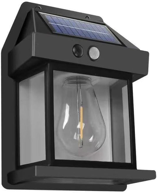 New Retro Solar Wall Light Outdoor Lighting Waterproof Induction Garden Light Garden Villa Night Light (0), Black