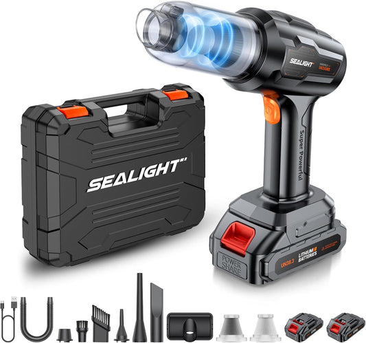 SEALIGHT Car Vacuum Portable Cordless, 21000PA High Power Suction & Blower, Wireless Handheld Vacuum Cleaner for Car, Home, Office, Pet