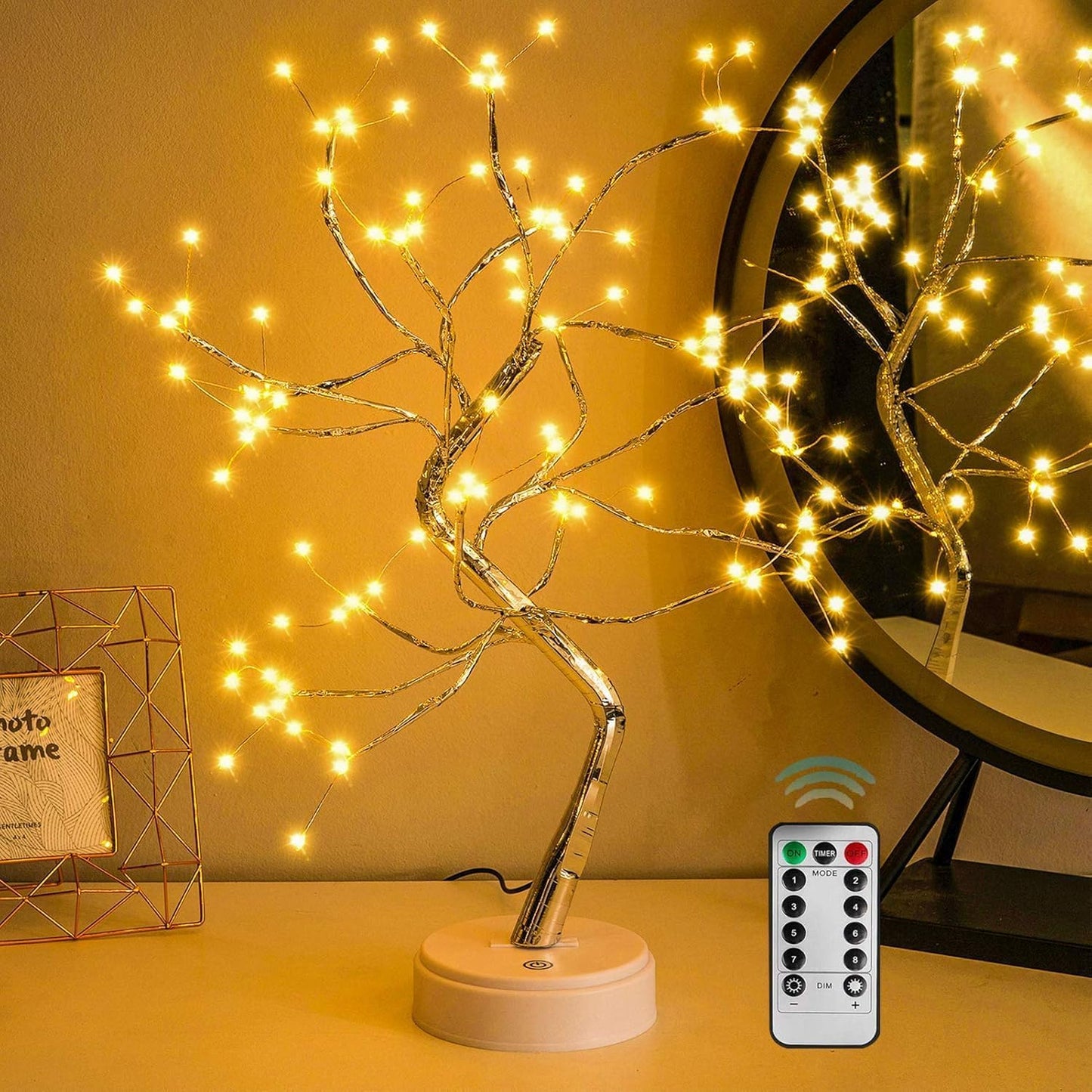 20" Bonsai Fairy Spirit Tree Light with 108 LED, DIY Artificial Tree Lamp, Battery/USB Operated, Aesthetic Lamps for Living Room Bedroom Christmas Party Home Gifts Room Decor (Warm White)