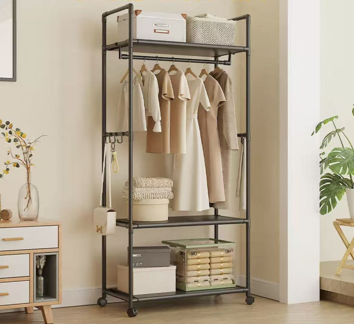 HOOBRO Hall Tree with Bench, Shoe Rack with Coat Rack, Coat Rack with Shoe Storage, 5 Tier Shoe Storage Organizer with Oxford Fabric Side Pockets, Coat and Shoe Rack Entryway,